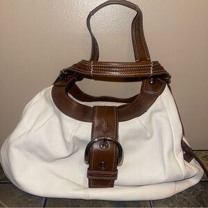Coach White and Brown Hobo Bag